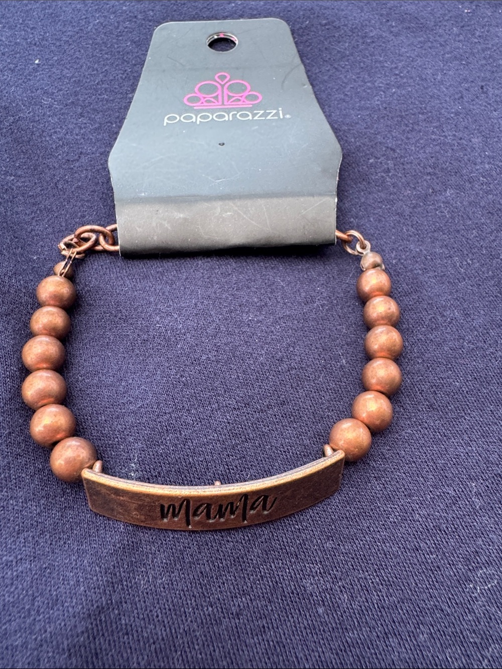 Paparazzi Copper-Tone 'Mama' Beaded Bracelet
